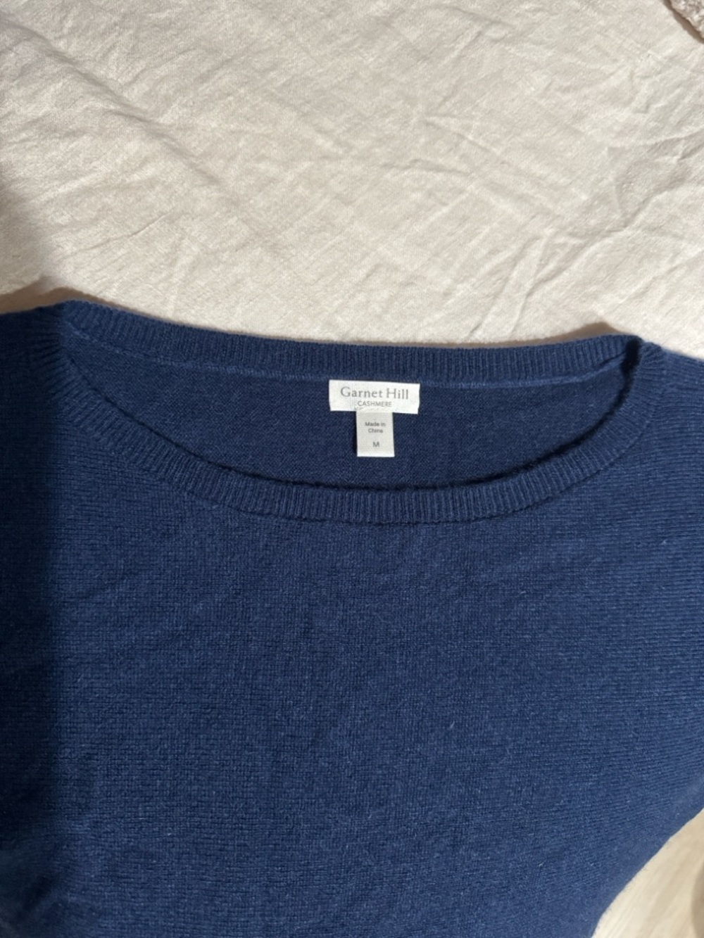Garnet Hill Cashmere Crewneck Sweater - Navy